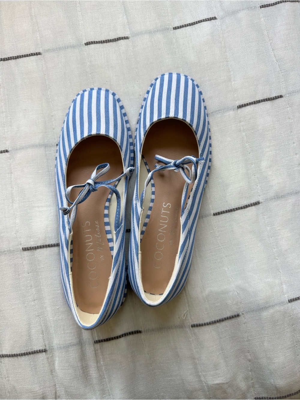 Coconuts by Matisse Blue and White Striped Espadrille Flats
